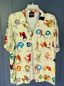 Star Wars Celebration 2020 Ex Alphabet Letters Button Up Camp Shirt Rayon Large - Picture 1 of 5