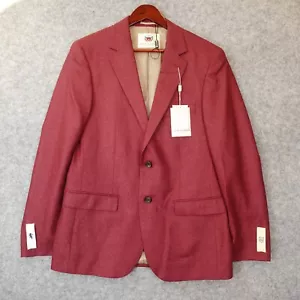 THOM HUDSON Tweed Sport Coat Men 40R M Rasberry Red Italian Wool Silk Blazer NEW - Picture 1 of 22