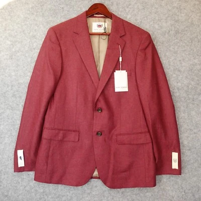 THOM HUDSON Tweed Sport Coat Men 38R S Rasberry Italian Wool Silk Blazer NEW - Image 1 of 4