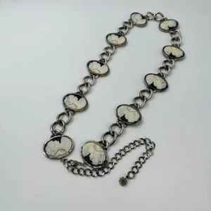 Auténtico Cinturón Cadena Camafeo Vintage 31 pulgadas Plata Piedra Antigua Usado Japón 114 25 2 - Imagen 1 de 12