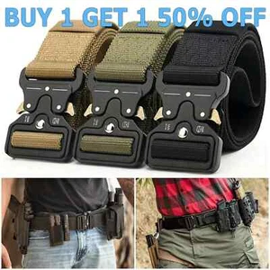 Mens Military Tactical Belt Quick Release Buckle Adjustable Army Webbing Rigger - Picture 1 of 13