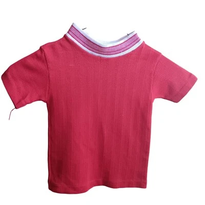 Camiseta de colección para niños 4 puntada única roja acanalada tejida a rayas cuello de timbre hippy Foto 1 de 4