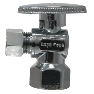 5 Pcs. 3/8" OD Compression X 1/2" Female Angle Valve, 1/4 Turn, Lead Free Brass - Picture 1 of 5