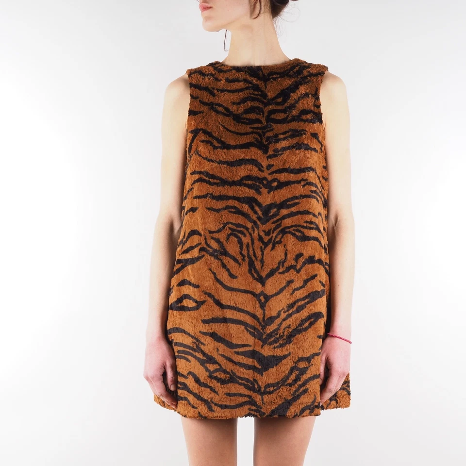 Vestido Versace Jeans Alta Costura Vintage Terry Estampado Animal Camuflaje Tigre Talla 46/10 Foto 1 de 4