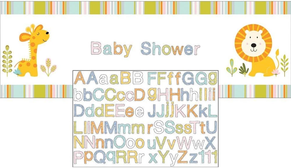 Banner de plástico para decoração de festa chá de bebê animais safári selva Happi - Imagem 1 de 1