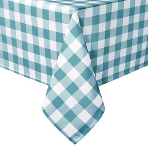 Checkered Tablecloth Turquoise White 30x30" Square Waterproof Gingham - Picture 1 of 6
