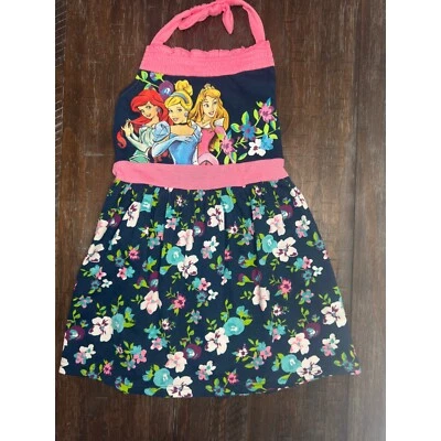 Y2K Disney Princess Dress Floral Halter Sundress Ariel Aurora Cinderella Girls - Image 1 of 4