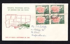 Canada #475 block (1967 Toronto)  Unknown-A cachet FDC addressed - pen