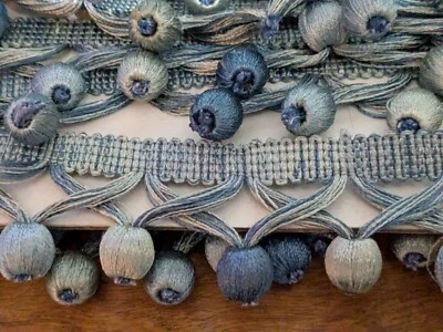 Borla de cortina de soporte Bric A azul y plata tapicería artesanal 5 + yardas Foto 1 de 3