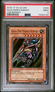 Gaia The Fierce Knight LOB-006 Legend of Blue Eyes Reprint PSA 9 MINT - Picture 1 of 2
