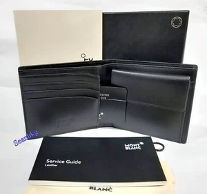 MontBlanc Meisterstück Wallet 4CC Flap Coin Case Black Leather Authentic 7164 - Picture 1 of 7