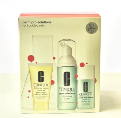Clinique 3 piezas Kit de soluciones para el acné Derm to Pro con gel limpiador clínico y espuma Foto 1 de 2
