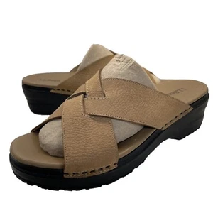 LL Bean Tan Leather Slide Sandal Women's Size 9M Slip On #OGXF1 - Picture 1 of 8
