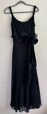 Vestido formal Jones New York sem mangas de seda azul marinho elegante ocasional tamanho 10 - Imagem 1 de 4