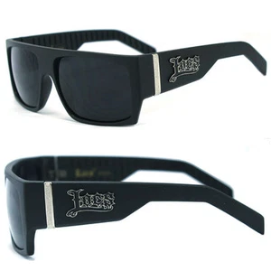 LOCS FLAT TOP BIKER GLASSES MEN DARK LENS LARGE GANGSTER BLACK OG SUNGLASSES UV - Picture 1 of 2