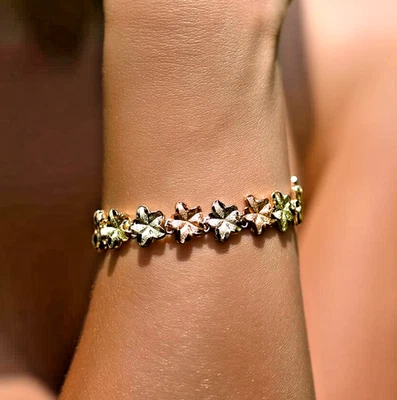 🌸🪷Hawaiian flowers! - 14k. Solid Gold Bracelet - SIMONIAN® Jewelry Factory🌸🌺 - Image 1 of 3