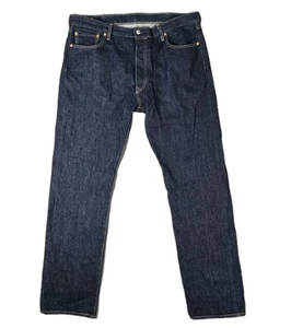 Levi's Lotto 501 Jeans Premium Uomo 40x36 Blu Lavaggio Scuro Denim Bottoni Fly Classic - Foto 1 di 11