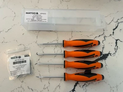Новый Matco 4 шт. Оранжевый Набор Крючков и Медиаторов с Чехлом для Хранения и Инструментом для Клапанов Шин - Изображение 1 из 2