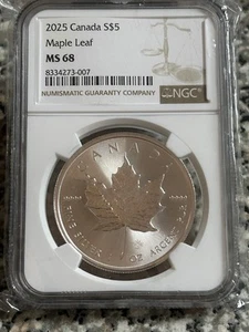 2025 Canada S$5 Maple Leaf MS 68 NGC - Picture 1 of 2