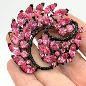 Vintage Brosche rosa Marquise Strass Paisley japanisch - Bild 1 von 5