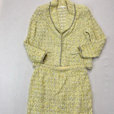 Traje ESCADA 2 piezas Talla 42 Amarillo Negro Texturizado Tweed Blazer Chaqueta Falda Lápiz Foto 1 de 4