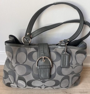 COACH Soho Signature Boho Purse Shoulder Bag Gray F19253 - Image 1 of 4