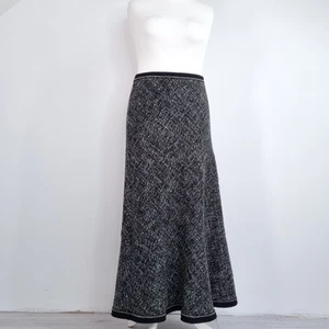 Per Una Maxi Skirt Tweed A Line Flared Dark Grey M&S Winter Lined Work 16 Long - Picture 1 of 9