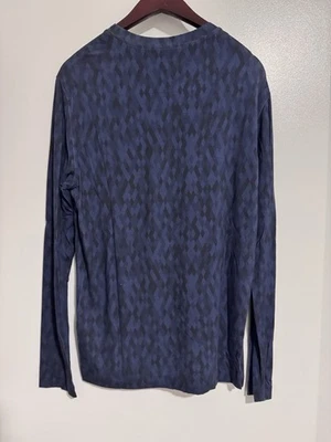 Armani Collezioni Men's Vintage Long Sleeve Shirt Medium Blue Geometric Pattern - Image 1 of 4