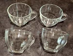 4er Set ARCOROC FRANCE Klarglas Punsch Kaffeetassen Tassen 2 5/8" hoch C-Griff - Bild 1 von 11
