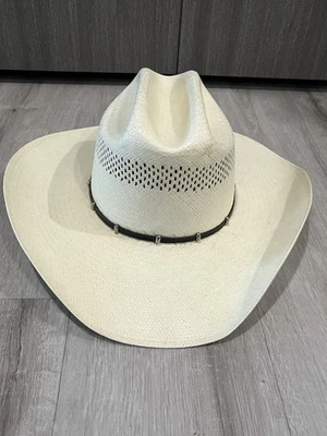 Sombrero de vaquero/western de paja beige Wrangler 7 1/8 Foto 1 de 4