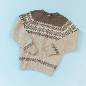Suéter de Colección The Contour Mezcla de Lana Fair Isle Marrón Tejido Cuello Redondo Talla Mediana - Imagen 1 de 6
