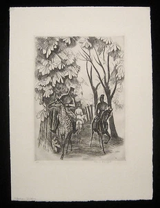 1924 Thomas Handforth Etching Print Algerian Riders SN - Picture 1 of 1