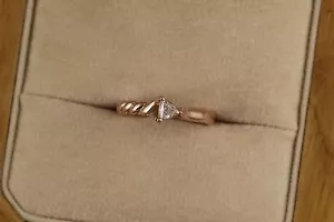 Trillion Ring Dreiecksschliff natürlicher Diamant 14kt Rotgold - Bild 1 von 7