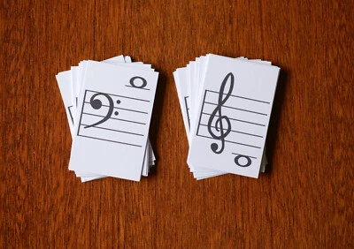 16-48 pc Reading Music Flash Cards Learning Tool Name Note Piano Guitar Practice - Image 1 of 2