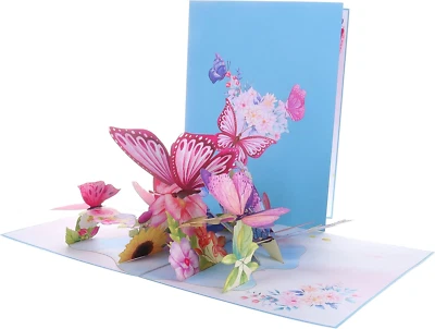 Flying Butterflies 3D Pop up Greeting Card – Floral Thank You Card, Butterfly Lo - Image 1 of 4