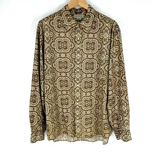 J. CREW Men's Button Up Dress Shrit Size XL Brown Paisley Print Long Sleeve - Picture 1 of 19