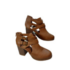 Soda Scribe-S Women's Double Buckle Ankle Strap Booties Brown Zip Size 9