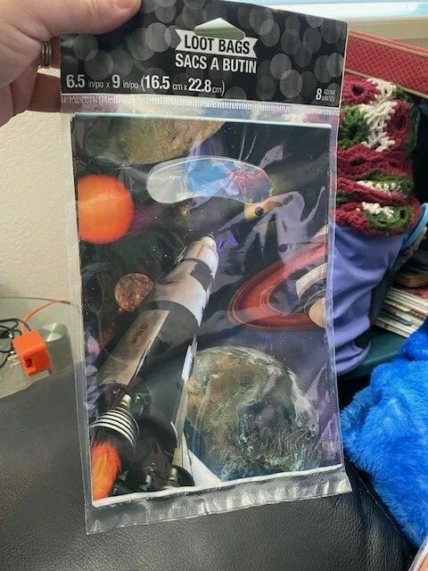 Space Blast Favor Loot Bags 8 Pack Solar System Spaceship Party Decoration New!! - Image 1 of 1
