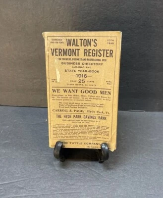 1916 Walton's Vermont Register Business Directory Farmers Almanac FOLD OUT MAP - Image 1 of 4