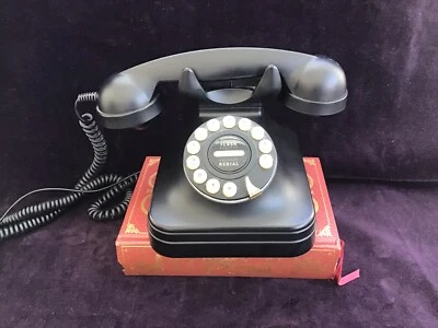 Teléfono retro, estilo Art Deco Pottery Barn, Grand Phone, todo negro, sin probar Foto 1 de 4