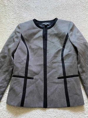 Chaqueta gris con hombreras abiertas de manga larga Chevron gris talla 4 Black Label para mujer Foto 1 de 4