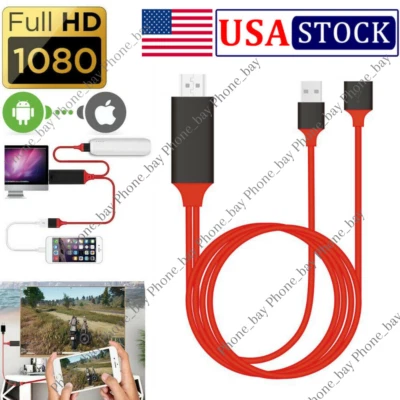 1080P HDMI Cable Phone to TV HDTV AV Adapter Universal For iPhone Android Type C - Image 1 of 4