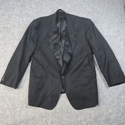 VINTAGE Giorgio Armani Suit Blazer Mens 46 Black Preppy Italy Wool Coat - Image 1 of 4