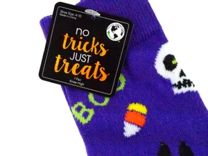 No Tricks Just Treats kniehohe lila Damensocken Schuhgröße 4-10 - Bild 1 von 3