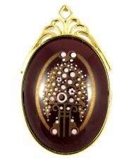 Vintage Whiting & Davis Burgundy Cabochon Brooch Pin Art Deco Style 