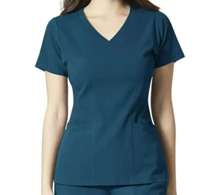 WonderWink Aero Women's Flex Back V-Neck Scrub Top V6129- Caribbean Blue - Picture 1 of 15