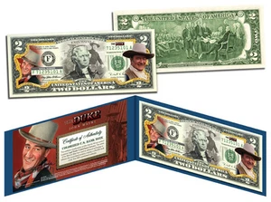 JOHN WAYNE "The Duke" Legal Tender U.S. $2 Bill *OFFICIALLY LICENSED* - Picture 1 of 3