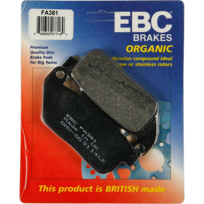 EBC  BRAKE PADS FA381 ORGANIC Harley-Davidson XL883N Iron 883 2009-2013 - Изображение 1 из 1
