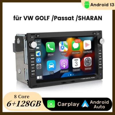 6+128GB Android 13 Autoradio GPS Nav Carplay Für VW Polo 9N Golf 4 Passat B5 T5 - Bild 1 von 4