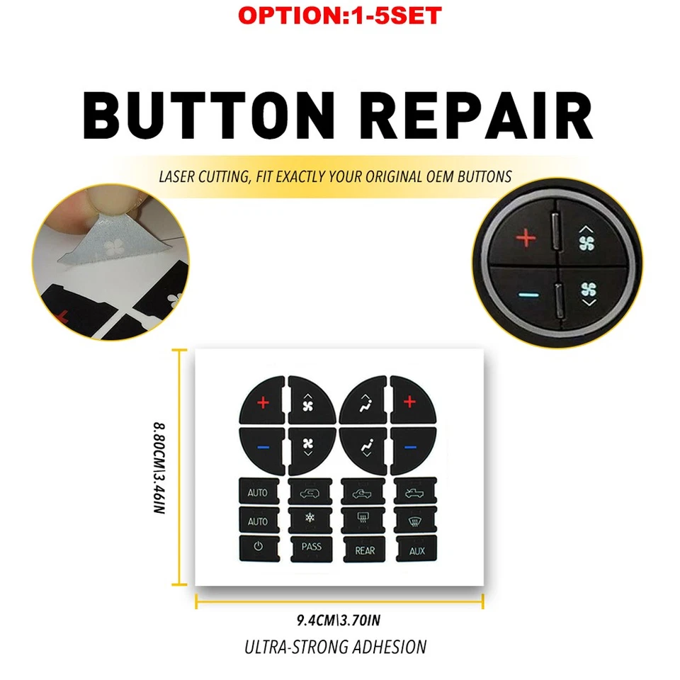 Para GMC Sierra 3500 Clásico Botón Reparación Pegatinas Reparación Dirección Ventana Radio Foto 1 de 4